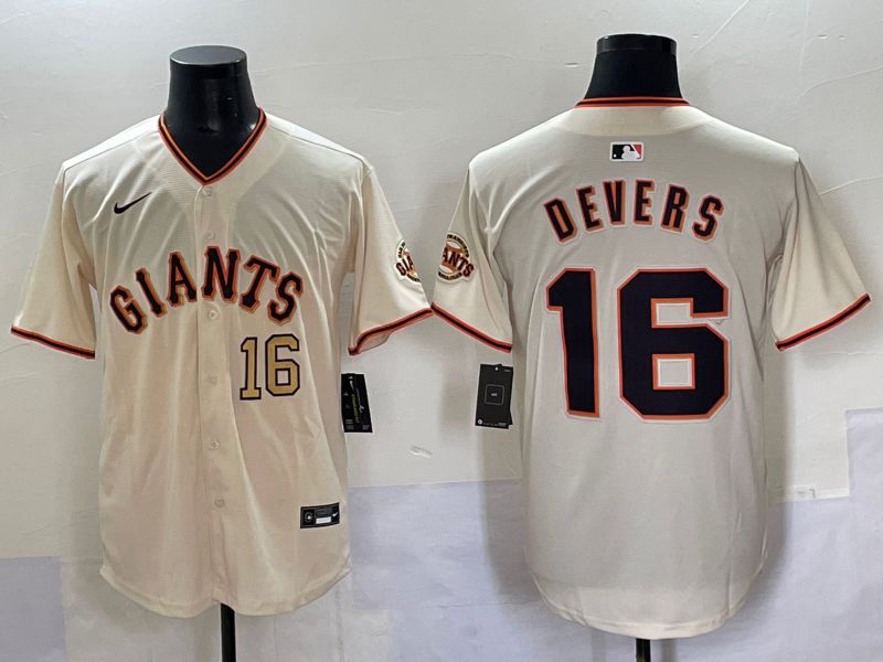Men 2025 San Francisco Giants #16 Devers Cream Game Nike MLB Jersey style 49->san francisco giants->MLB Jersey